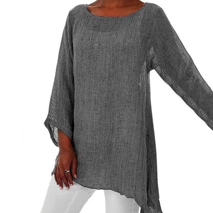 Women's Cotton/Linen O-Neck Oversized Tunic