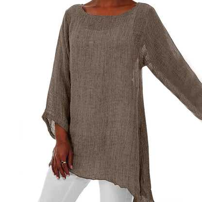 Women's Cotton/Linen O-Neck Oversized Tunic