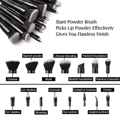 15 Pcs Luxury Black Makeup Professional Brush Set