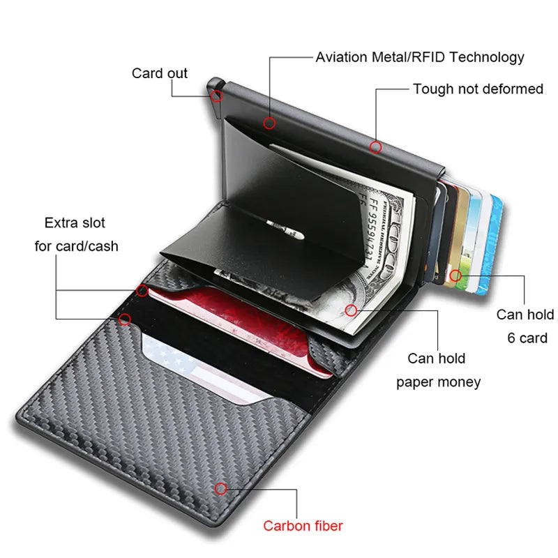 Carbon Fiber Slim Aluminum Card Holder