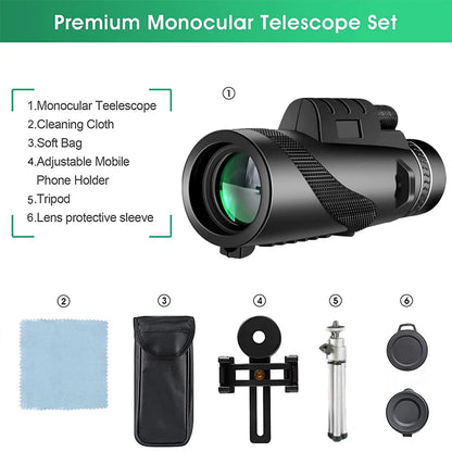 80x100 HD ZOOM Powerful Monocular Long Range Telescope w/Tripod Clip