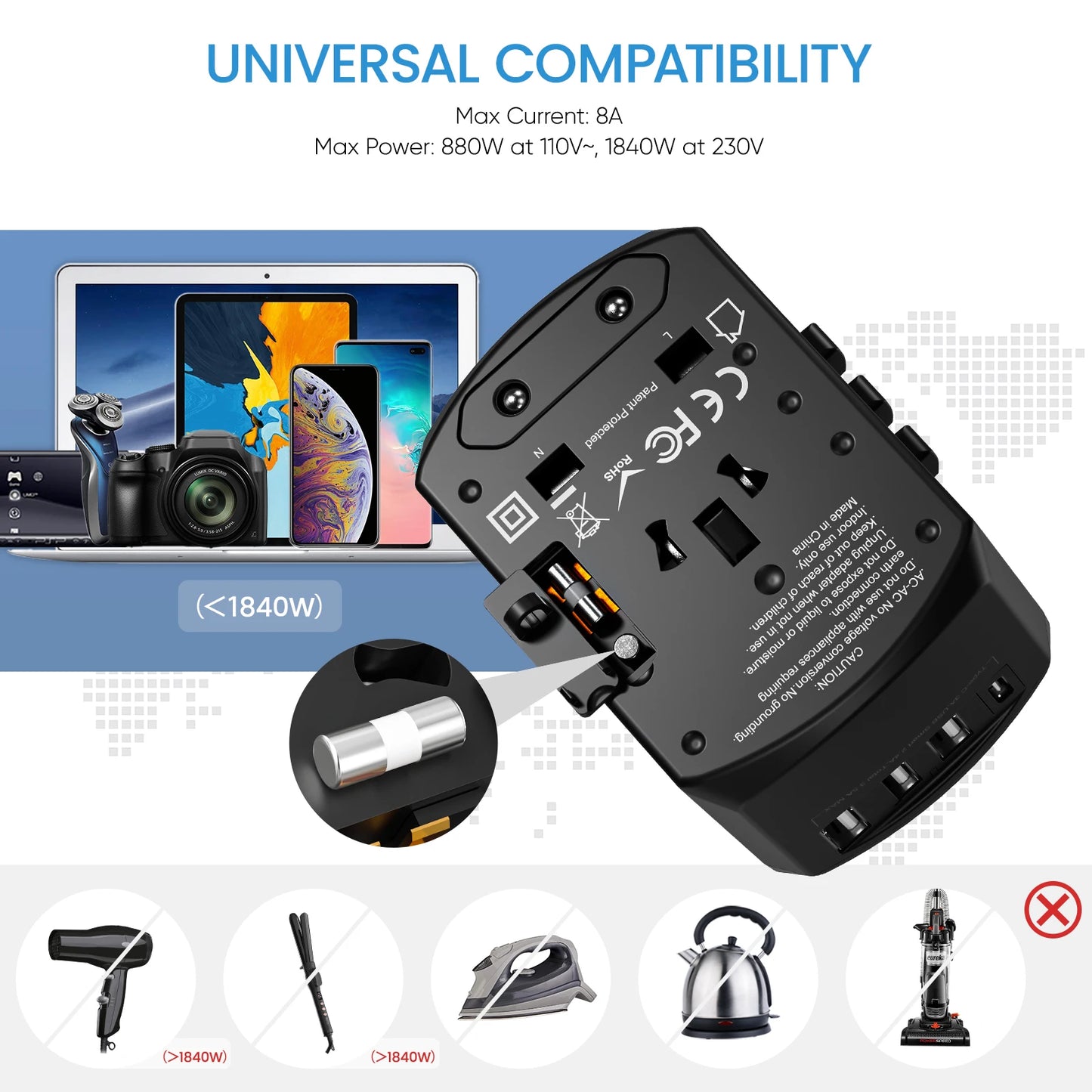 LENCENT Universal Travel Adapter