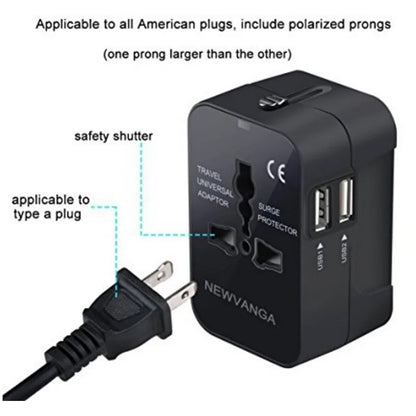 Travel Adapter with Dual USB Port