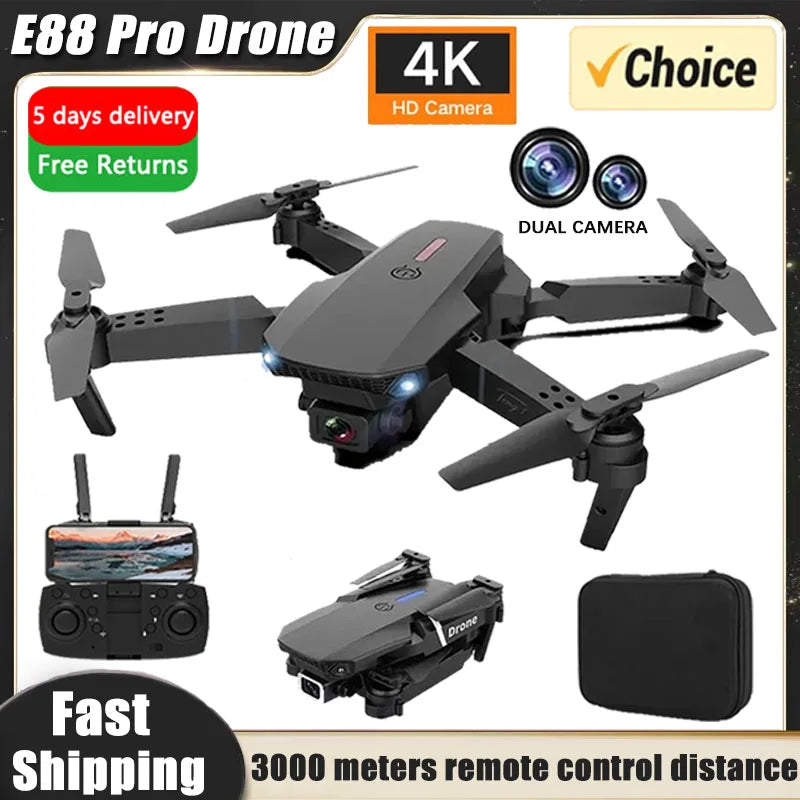 E88Pro RC Foldable Helicopter Drone With 1080P Wide Angle Dual HD Camera