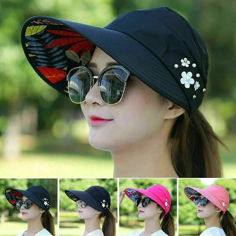 Womens Ladies Summer Beach Visor Caps