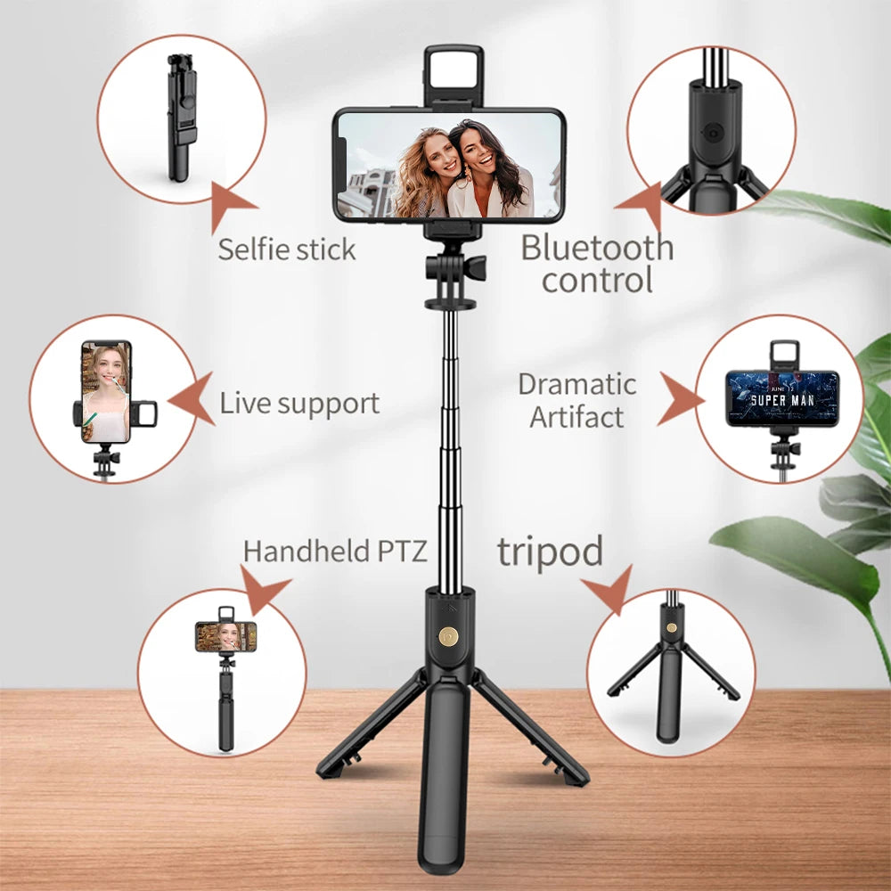 Wireless Selfie Stick Tripod Stand with Light