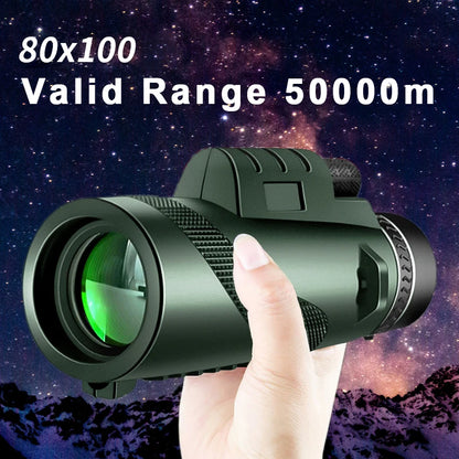 80x100 HD ZOOM Powerful Monocular Long Range Telescope w/Tripod Clip