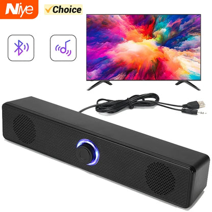 USB Powered Soundbar Wired and Wireless Bluetooth Speaker for TV Pc Laptop Gaming Home Theater Surround Audio System