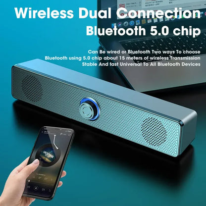 USB Powered Soundbar Wired and Wireless Bluetooth Speaker for TV Pc Laptop Gaming Home Theater Surround Audio System