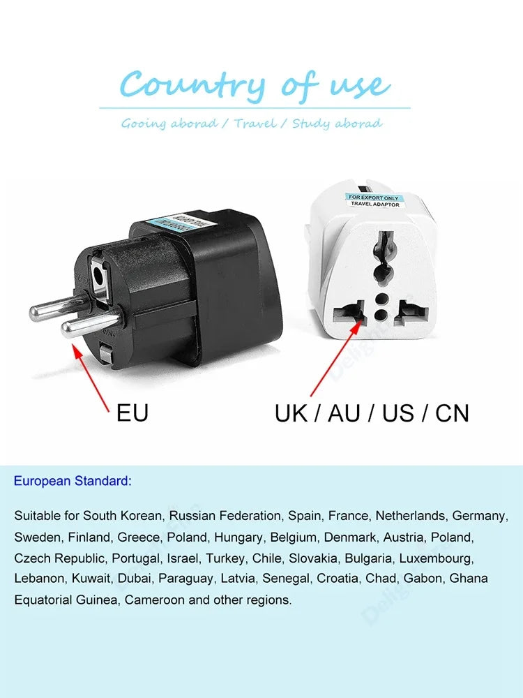 2/3 Pin Plug Adapter US To European