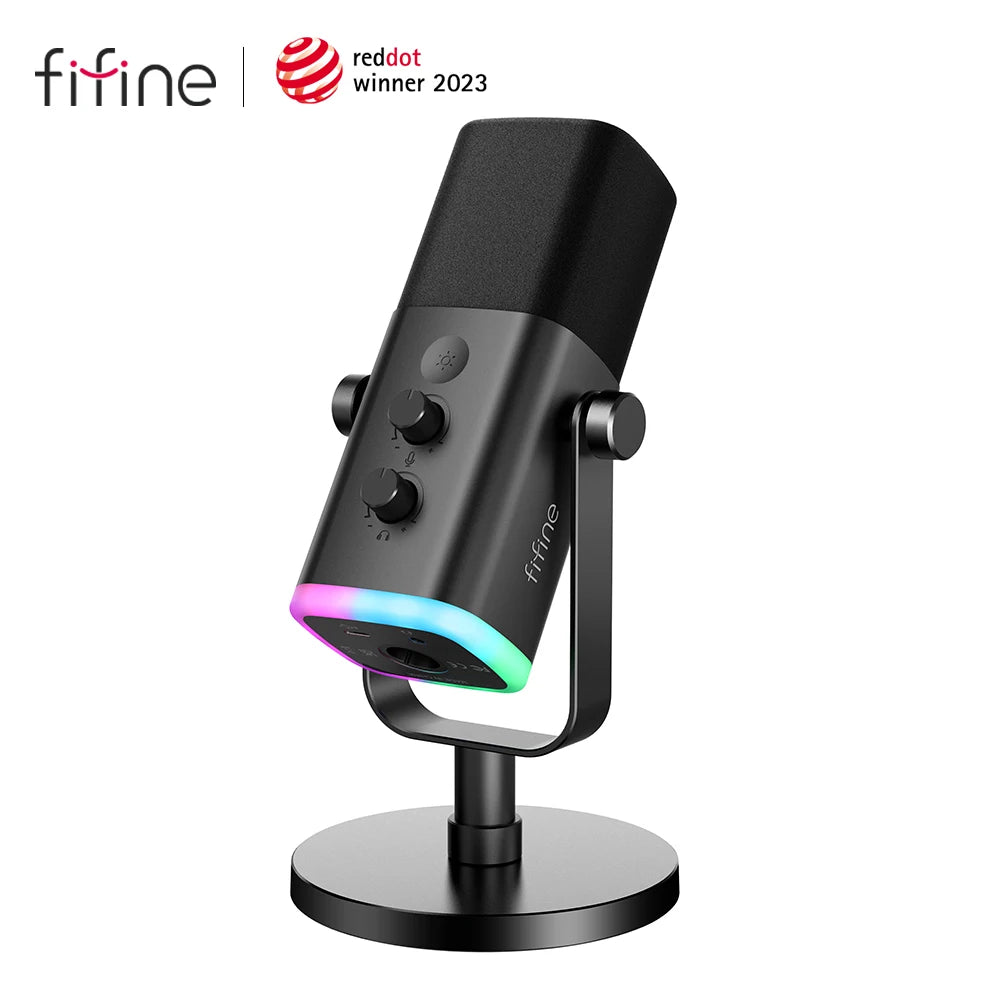 FIFINE USB/XLR Dynamic Microphone with Touch Mute Button